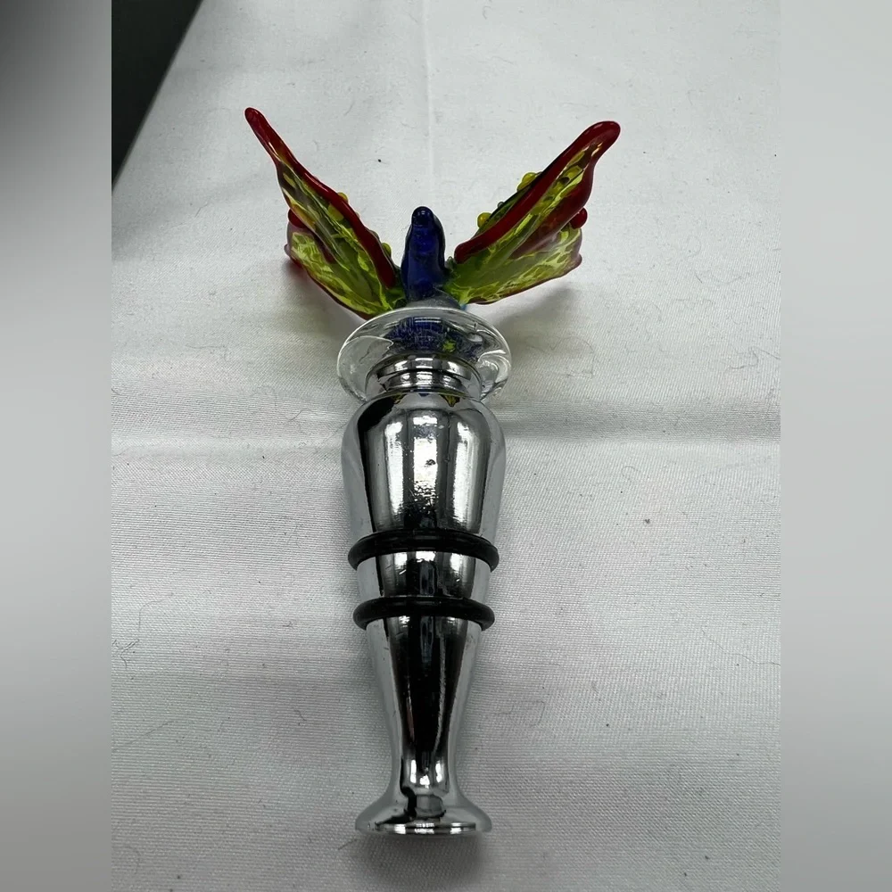 Two’s Company  Art Glass/metal Bottle Stopper Butterfly 4